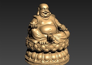 古典中式弥勒佛雕像设计3DMAX模型