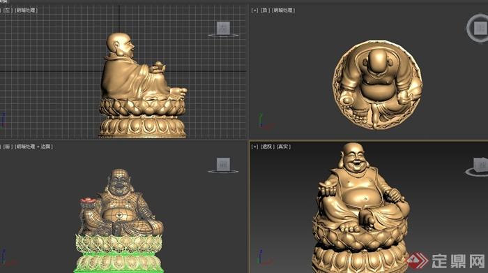古典中式弥勒佛雕像设计3DMAX模型2