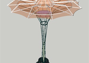 现代景观节点伞形廊架与坐凳设计SU(草图大师)模型