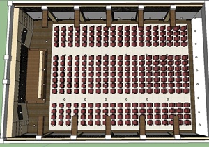 现代某大型会议室SU(草图大师)模型设计