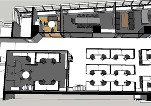 韩国某办公室室内装修设计SU(草图大师)模型