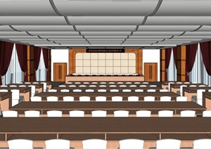 乐山师范大型会议室室内设计SU(草图大师)模型