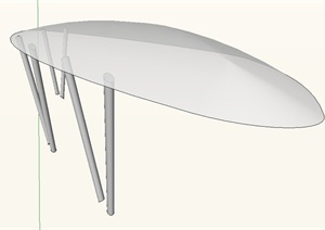 现代弧形三角玻璃单边廊架设计SU(草图大师)模型