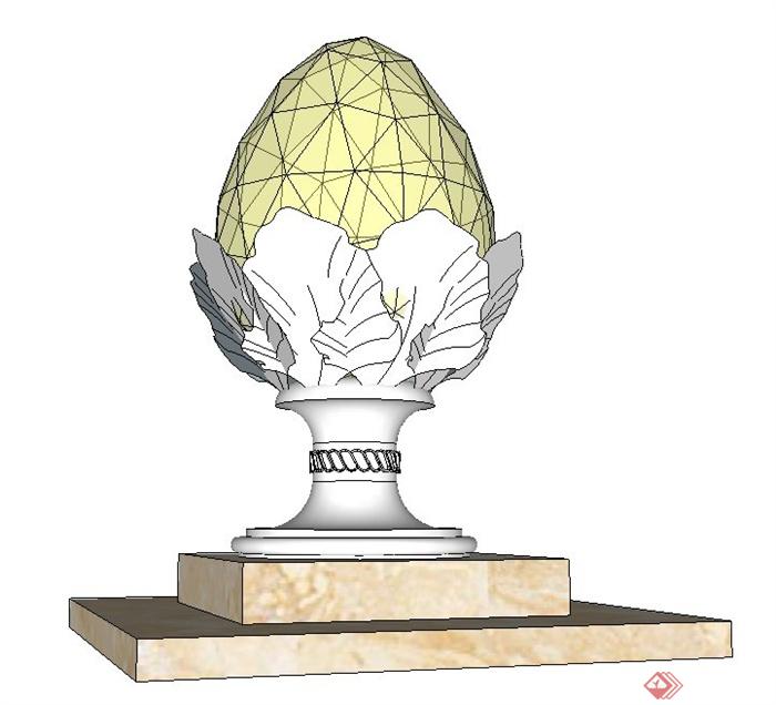 现代某庭院鸡蛋形壁灯设计SU模型(2)