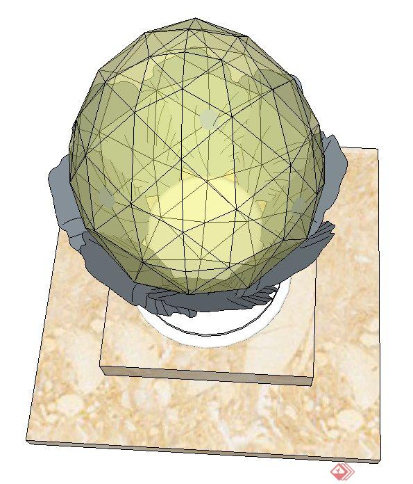 现代某庭院鸡蛋形壁灯设计SU模型(3)