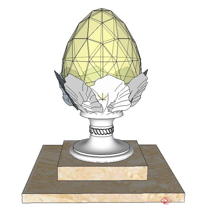 现代某庭院鸡蛋形壁灯设计SU模型(1)