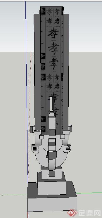 古典中式石柱文化柱设计SU模型(1)