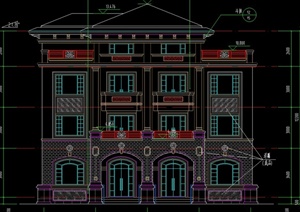 某欧式三层别墅建筑设计cad详图
