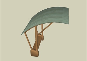 现代玻璃廊架、廊架坐凳设计SU(草图大师)模型