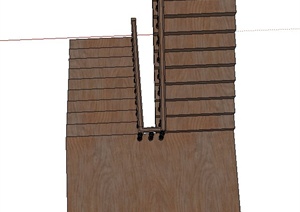 室内节点木质楼梯设计SU(草图大师)模型