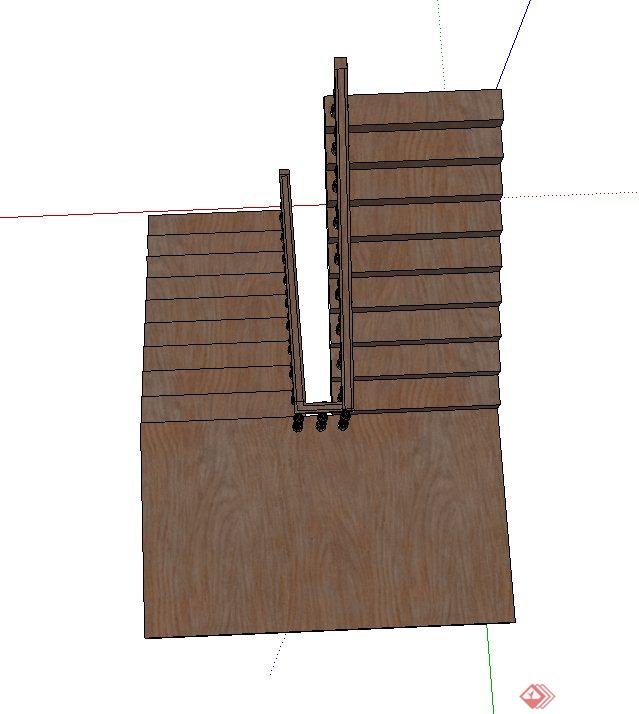 室内节点木质楼梯设计SU模型(1)