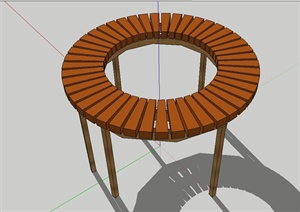 圆形木质廊架设计SU(草图大师)模型