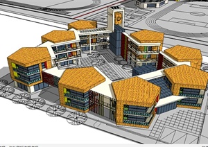 现代高校建筑设计SU(草图大师)模型