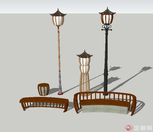 园林景观小品灯具座椅设计SU模型(2)