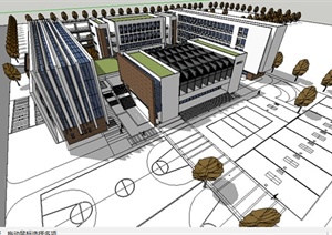 现代教学楼建筑设计SU(草图大师)模型