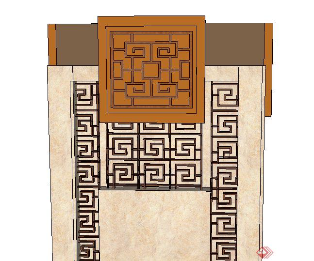 新中式精神堡垒景观柱设计SU模型(3)