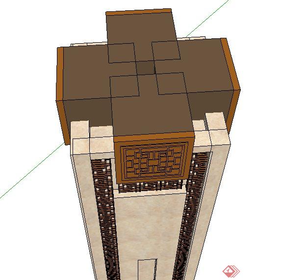 新中式精神堡垒景观柱设计SU模型(2)