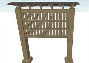 古典中式木质公告栏设计SU(草图大师)模型