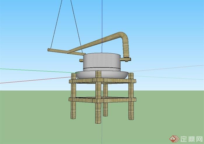 小品农村石磨设计su模型[原创]