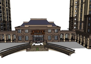 某小区法式大门及高层住宅设计SU(草图大师)模型