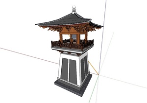 古典中式塔楼钟鼓楼设计SU(草图大师)模型