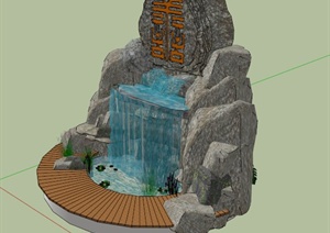 某假山跌水景观小品设计SU(草图大师)模型
