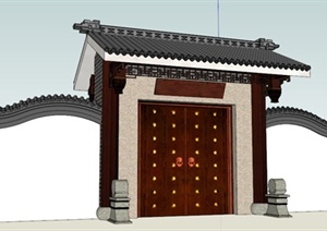 古典中式宅院大门SU(草图大师)模型