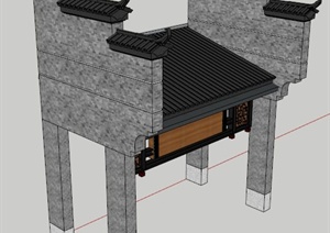 古典中式景观大门设计SU(草图大师)模型