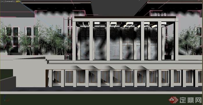 现代中式多层博物馆建筑设计3dmax模型+PSD效果图(4)