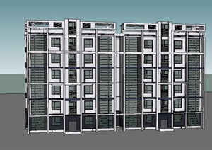 五栋高层住宅建筑设计SU(草图大师)模型