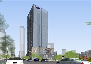 现代某高层市中心办公建筑设计SU(草图大师)模型