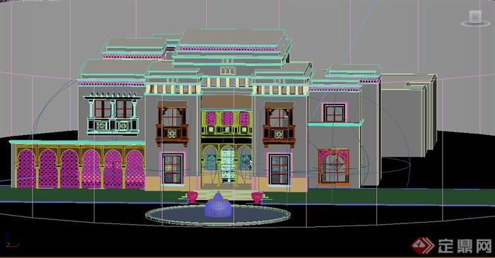 新疆伊斯兰风格别墅建筑设计3dmax模型(3)