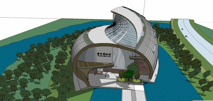 现代某莆田博物馆建筑设计SketchUp模型2