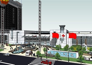 无锡惠山区人民医院建筑设计SU(草图大师)模型