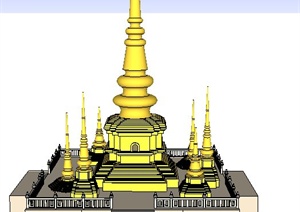 东南亚风格塔楼设计SU(草图大师)模型