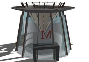 县道某圆形玻璃休息室设计SU(草图大师)模型