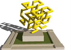 现代黄色管道组分小品设计SU(草图大师)模型