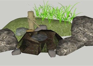 园林景观节点小品景石设计SU(草图大师)模型