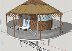 圆锥形木质凉亭设计SU(草图大师)模型