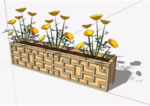 长方形木花池设计SU(草图大师)模型