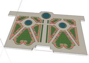 某现代广场花池设计SU(草图大师)模型