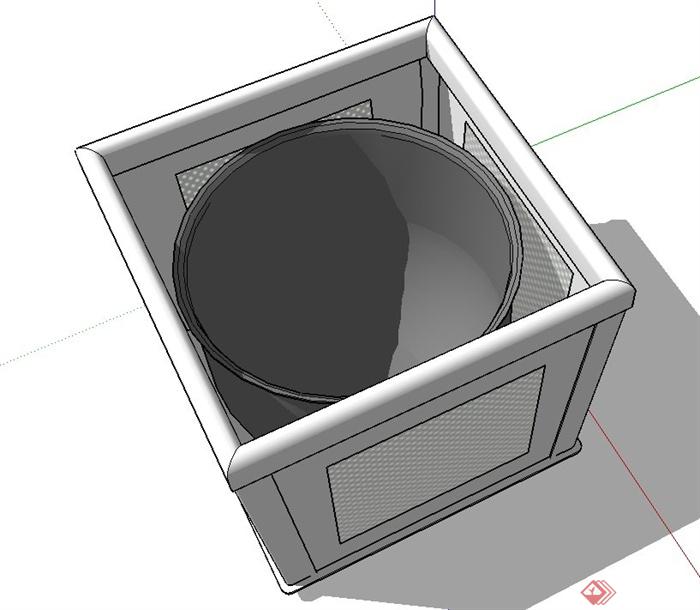现代铁艺方形花箱设计SU模型(2)