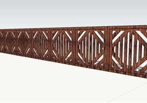 现代中式木栅栏、围栏设计SU(草图大师)模型