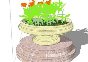 现代简约花钵设计SU(草图大师)模型