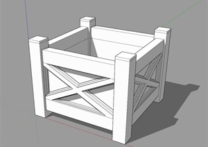 现代简约正方体种植池花箱SU(草图大师)模型