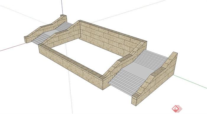 双台阶走廊设计su模型(1)