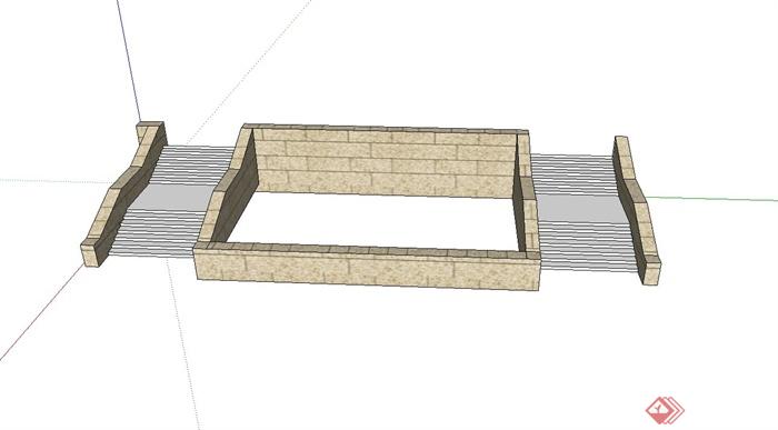 双台阶走廊设计su模型(2)