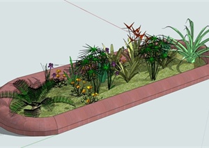 现代风格简约花池种植池SU(草图大师)模型