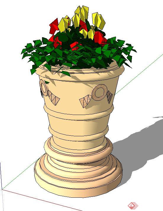 圆桶形花钵设计SU模型(1)