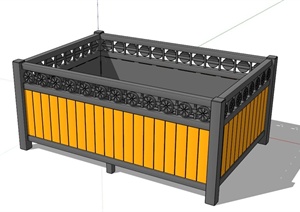 现代长方体花箱种植池SU(草图大师)模型